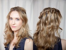 коса-водопад на длинные светлые волосы с волнами